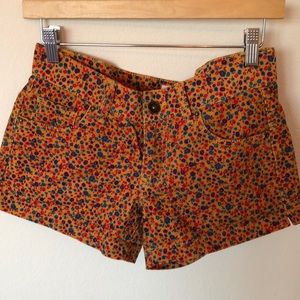 Floral corduroy shorts.